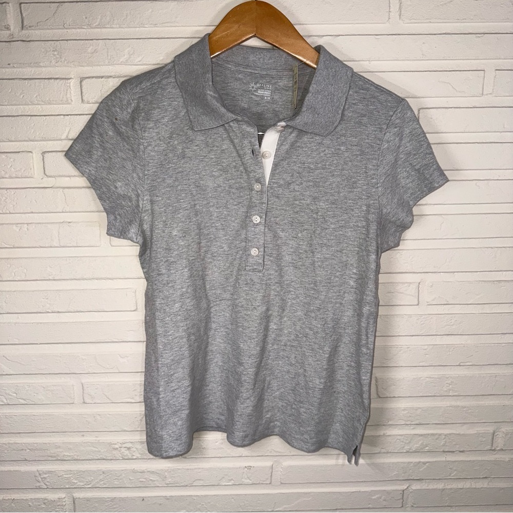Offline by Aerie Grey Activewear Collared Polo, Women’s Size Medium